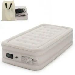 Luftbett elektrischer Pumpe Luftmatratze selbstaufblasend Gästebett Reisebett Beige 203 x 90 x 46cm