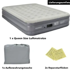 Luftbett Queen-Size Luftmatratze erhöhte Luftmatratze 195 x 150 x 35 cm Grau
