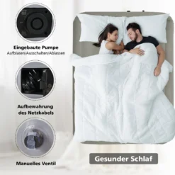 Luftbett Queen-Size Luftmatratze erhöhte Luftmatratze 195 x 150 x 35 cm Grau