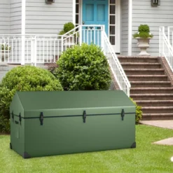 658 L Wasserdichte Outdoor-Aufbewahrungsbox mit Belüftetem Fenster & Eckschutz Grün