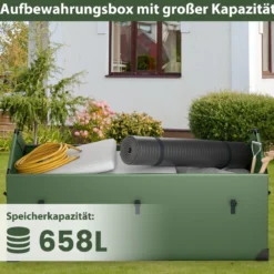 658 L Wasserdichte Outdoor-Aufbewahrungsbox mit Belüftetem Fenster & Eckschutz Grün