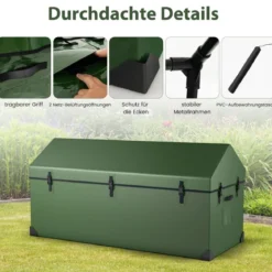 658 L Wasserdichte Outdoor-Aufbewahrungsbox mit Belüftetem Fenster & Eckschutz Grün