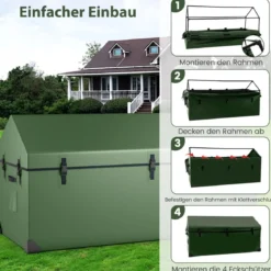 658 L Wasserdichte Outdoor-Aufbewahrungsbox mit Belüftetem Fenster & Eckschutz Grün