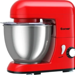 4L 1300W Standmixer Neigbarer Kopf Mixer Teigmaschine mit Edelstahl Rührschüssel 33,5 x 23,5 x 30,5 cm Rot