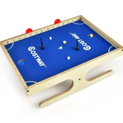 Magnetischer Mini Kickertisch mit 2 Bällen & 2 magnetischen Griffen für 2 Spieler Natur+Blau