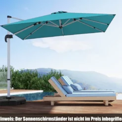 Marktschirm mit Kreuzfuß & 360° Drehung für Garten und Poolbereiche 300 x 300 cm Blau