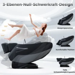 Massagesessel Zero Gravity SL Track Shiatsu Massagestuhl mit Heizung & Luftdruckmassage Schwarz