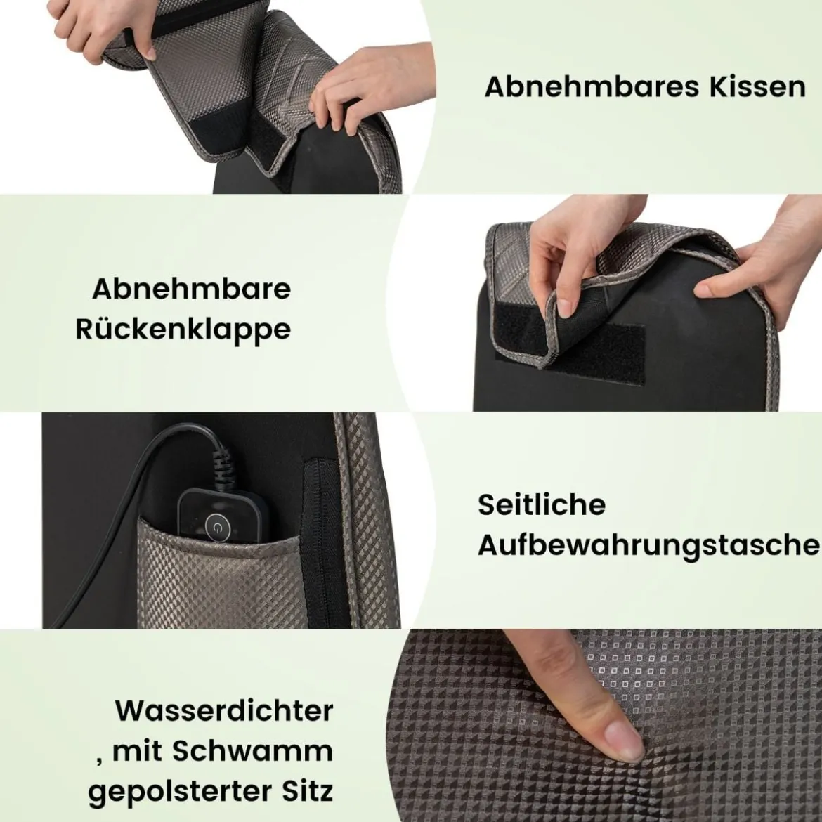 Massagesitzauflage Rückenmassaggerät mit Wärmefunktion und Vibrationsfunktion