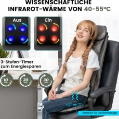 Massagesitzauflage Rückenmassaggerät mit Wärmefunktion und Vibrationsfunktion
