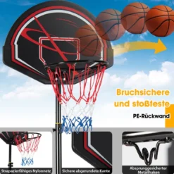 1,7–2,3 m Basketballständer mit Ring & Allwetternetz & Befüllbarer Basis & 2 Rädern