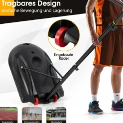 1,7–2,3 m Basketballständer mit Ring & Allwetternetz & Befüllbarer Basis & 2 Rädern