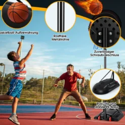 1,7–2,3 m Basketballständer mit Ring & Allwetternetz & Befüllbarer Basis & 2 Rädern