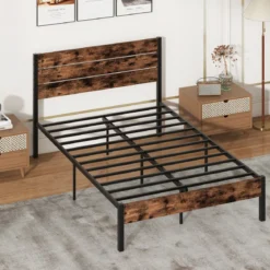 Metallbett Bettgestell für 200 x 140 cm Matratze Doppelbettgestell Bettrahmen mit Lattenrost & Stauraum