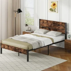 Metallbett Bettgestell für 200 x 140 cm Matratze Doppelbettgestell Bettrahmen mit Lattenrost & Stauraum