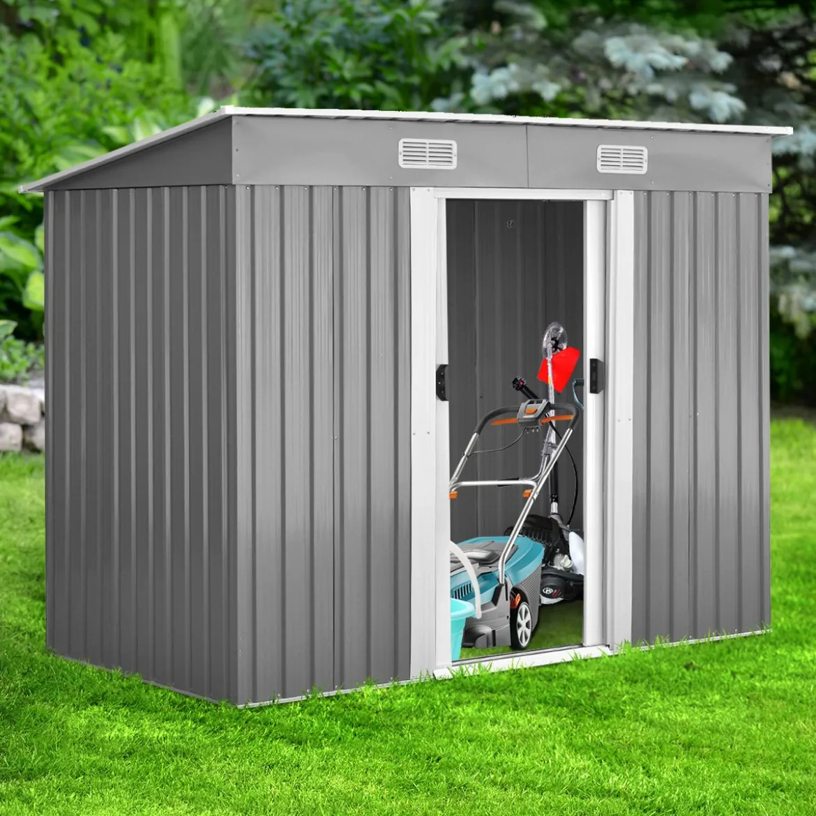 Metall Gerätehaus Gartenhaus Geräteschuppen mit Pultdach