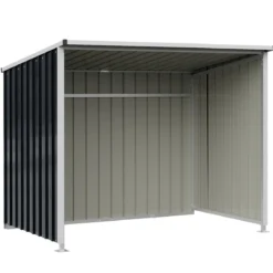 Metall Geräteschuppen mit Verstärkenden Querstreben 2,5 m² 204 x 120 x 159 cm Grau