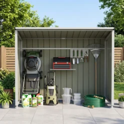 Metall Geräteschuppen mit Verstärkenden Querstreben 2,5 m² 204 x 120 x 159 cm Grau
