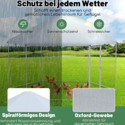Metall Hühnerstall mit Drahtgeflecht & Abschließbarer Tür & Wasserdichter Abdeckung
