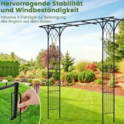 Metall Rosenbogen Gartenbogen für Kletterpflanzen Rankhilfe Garten Torbogen Schwarz