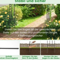 Metall Rosenbogen Spalier für Kletterpflanzen Rankenbogen Großer Dekorativer Bogen
