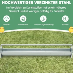 Metalltrog für Hühnerfutter Kornspender aus Verzinktem Metall mit Abflusslöchern & Drehbarem Griff