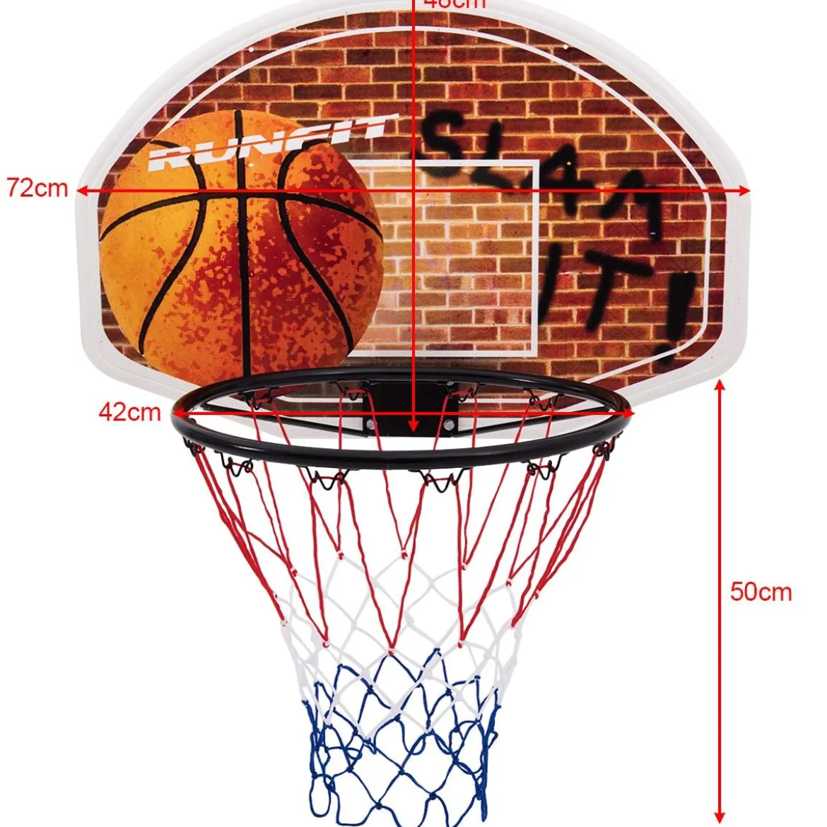 Mini-Basketballkorb Backboard Innen und Außen für Wandmontage geeignet für Erwachsene & Kinder 73 x 49 cm