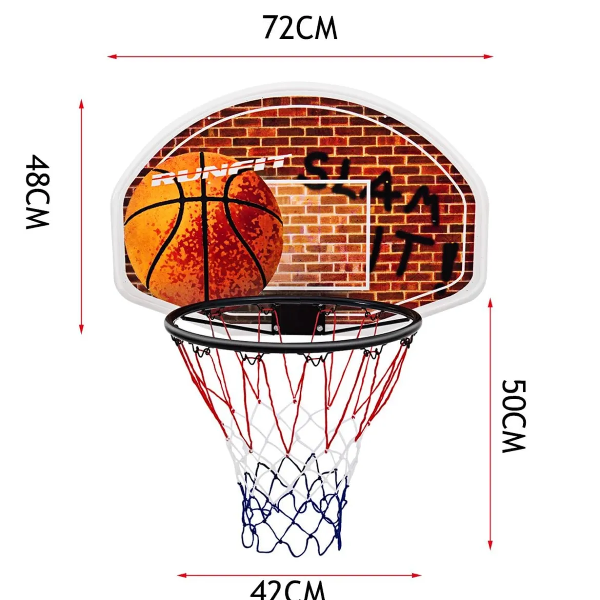 Mini-Basketballkorb Backboard Innen und Außen für Wandmontage geeignet für Erwachsene & Kinder 73 x 49 cm