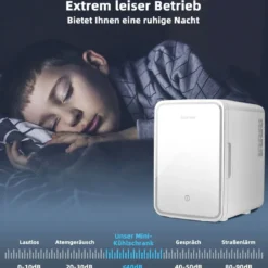 Mini-Kühlschrank 10 L tragbarer Kühlschrank mit LED-Spiegel 23 x 28 x 34 cm Weiß