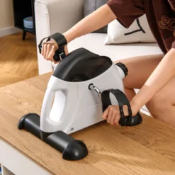 Mini Pedaltrainer mit LCD-Bildschirmanzeige Tragbares Heimtrainer für Arm- & Beintraining Weiß