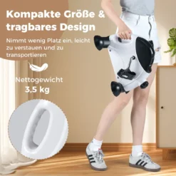 Mini Pedaltrainer mit LCD-Bildschirmanzeige Tragbares Heimtrainer für Arm- & Beintraining Weiß