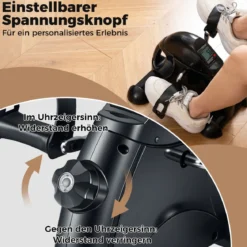 Mini Pedaltrainer mit LCD-Bildschirmanzeige Tragbares Heimtrainer für Arm- & Beintraining Schwarz