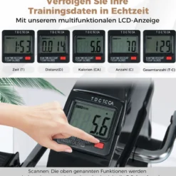 Mini Pedaltrainer mit LCD-Bildschirmanzeige Tragbares Heimtrainer für Arm- & Beintraining Schwarz
