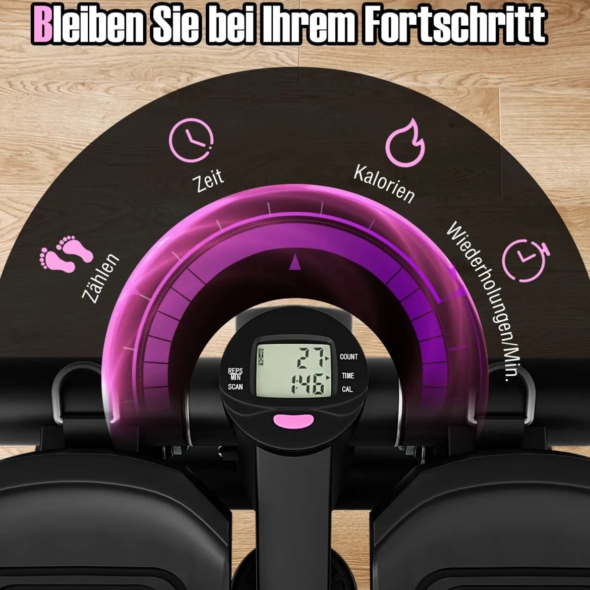 Mini-Stepper mit Widerstandbändern Twist Stepper mit Verstellbarem Widerstand Schwarz