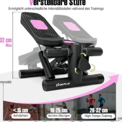 Mini-Stepper mit Widerstandbändern Twist Stepper mit Verstellbarem Widerstand Schwarz