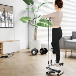 Mini-Stepper mit Widerstandbändern Twist Stepper mit Verstellbarem Widerstand Weiß