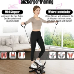 Mini-Stepper mit Widerstandbändern Twist Stepper mit Verstellbarem Widerstand Weiß