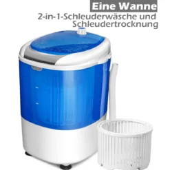 Mini Waschmaschine Reisewaschmaschine Waschautomat mit Trockenschleuder Blau