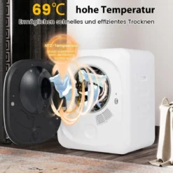 Mini Wäschetrockner 5KG mit 5 Programme bis zu 69℃ Ablufttrockner Trockner 800W