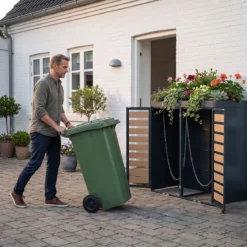 Mülltonnenbox für 2 Behälter Mülltonnenverkleidung aus Verzinktem Metall