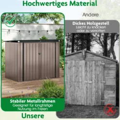 Mülltonnenbox für 2 Mülltonnen Müllbox aus Verzinktem Metall Müllhaus mit 2 Türen 172 x 95,5 x 130 cm Braun