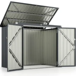 Mülltonnenbox für 2 Mülltonnen Müllbox aus Verzinktem Metall Müllhaus mit 2 Türen
