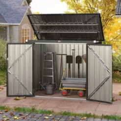 Mülltonnenbox für 2 Mülltonnen Müllbox aus Verzinktem Metall Müllhaus mit 2 Türen 172 x 95,5 x 130 cm Grün