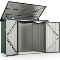 Mülltonnenbox für 2 Mülltonnen Müllbox aus Verzinktem Metall Müllhaus mit 2 Türen 172 x 95,5 x 130 cm Grün