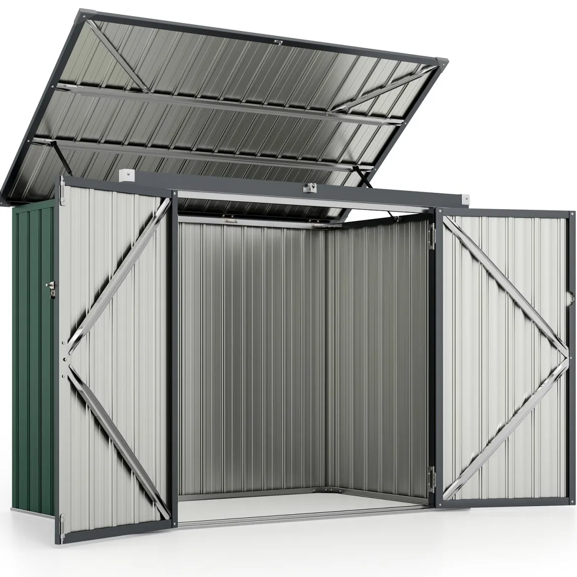 Mülltonnenbox für 2 Mülltonnen Müllbox aus Verzinktem Metall Müllhaus mit 2 Türen 172 x 95,5 x 130 cm Grün