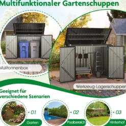 Mülltonnenbox für 2 Mülltonnen Müllbox aus Verzinktem Metall Müllhaus mit 2 Türen 172 x 95,5 x 130 cm Grün