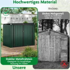 Mülltonnenbox für 2 Mülltonnen Müllbox aus Verzinktem Metall Müllhaus mit 2 Türen 172 x 95,5 x 130 cm Grün