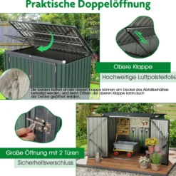 Mülltonnenbox für 2 Mülltonnen Müllbox aus Verzinktem Metall Müllhaus mit 2 Türen 172 x 95,5 x 130 cm Grün