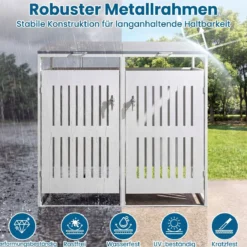 Mülltonnenbox Mülltonnenverkleidung für 2 Behälter Mülltonnenschrank aus Metall