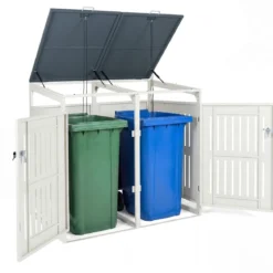 Mülltonnenbox Mülltonnenverkleidung für 2 Behälter Mülltonnenschrank aus Metall