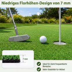 7 mm Kunstrasen Outdoor Grün mit Drainagesystem in Natürlicher Optik 100 x 500 cm